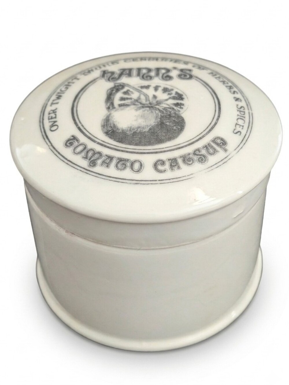 GHC Japan 3" Ceramic Tomato Catsup Condiment Jar - Mid Century Faux Crock VTG
